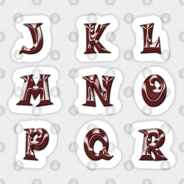 Burgundy Wine Metallic Alphabet - upper case 2/3 Sticker by Myriel